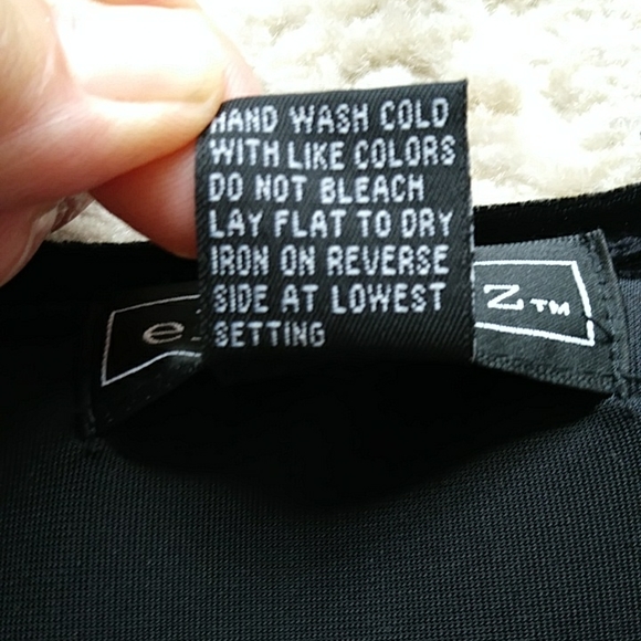 Elementz Faux Wrap Faux Rhinestone Velour Top S Black - Picture 6 of 9